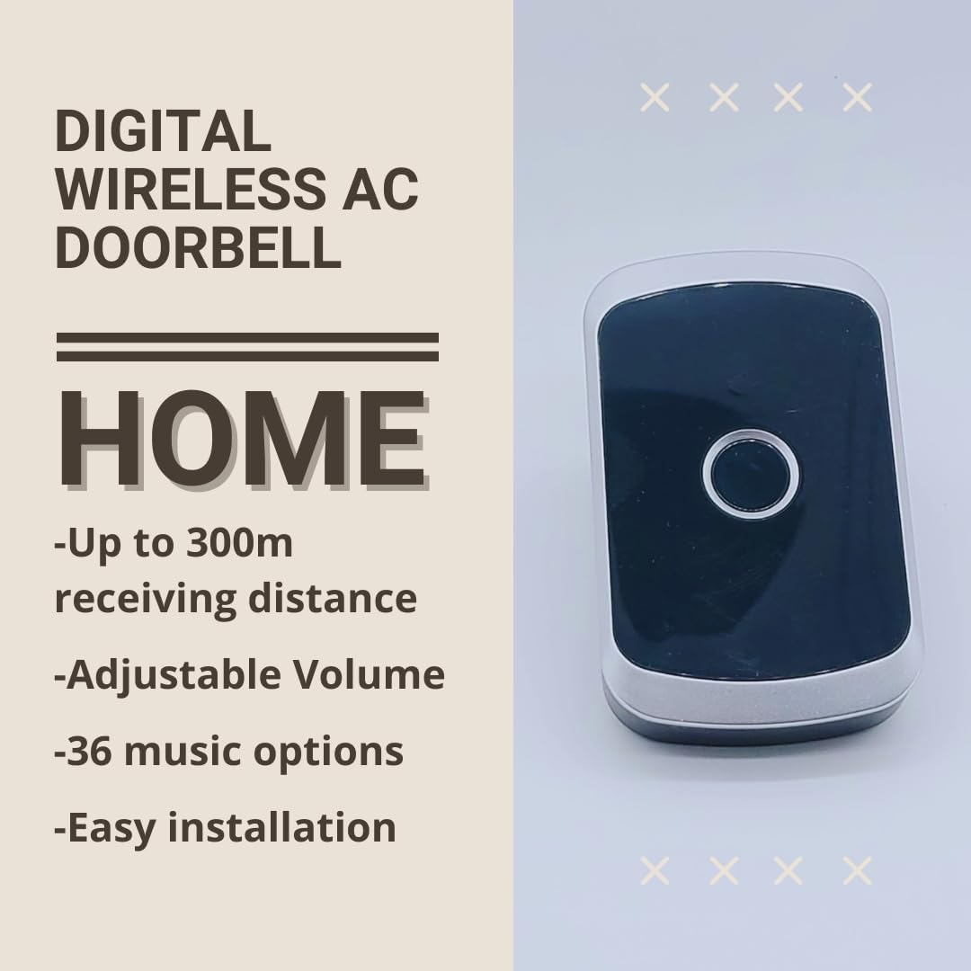 VORTEX A20-BLACK DOOR BELL Vortex A20 Black wireless doorbell power plug Wireless 90 * 56 * 20mm Long Range 36 music options and lighting Easy to install 110/220V Doorbell