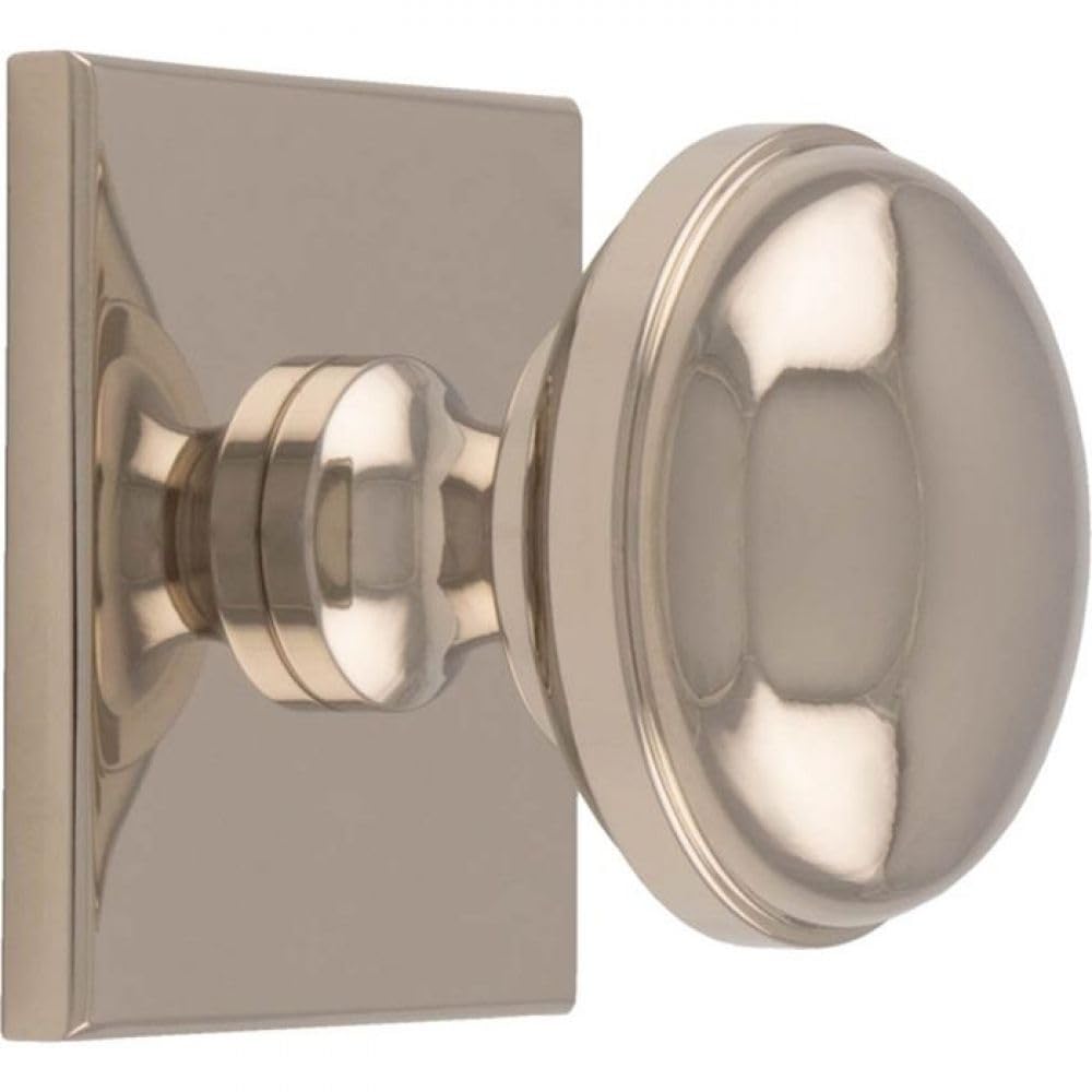 Carlisle Brass Polished Nickel Harmonise Warwick Cupboard Knob On Square Backplate (Polished Nickel)
