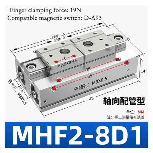 Vérin pneumatique MHF2 12D pince parallèle haute précision pour robotique