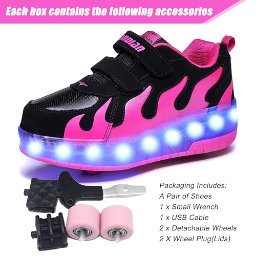 Image of AIkuass USB Chargable Led Light Up Roller Shoes Wheeled Skate Sneaker Shoes F.