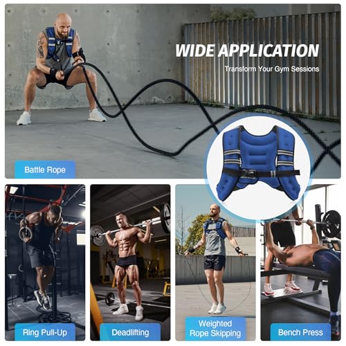 ZELUS Weighted Vest, 6lb/8lb/12lb/16lb/20lb/25lb/30lb Weight Vest with Reflective Stripe for Workout, Strength Training, Running, Fitness, Muscle Building, Weight Loss, Weightlifting, Blue(8 lb) by ZELUS - Image 5