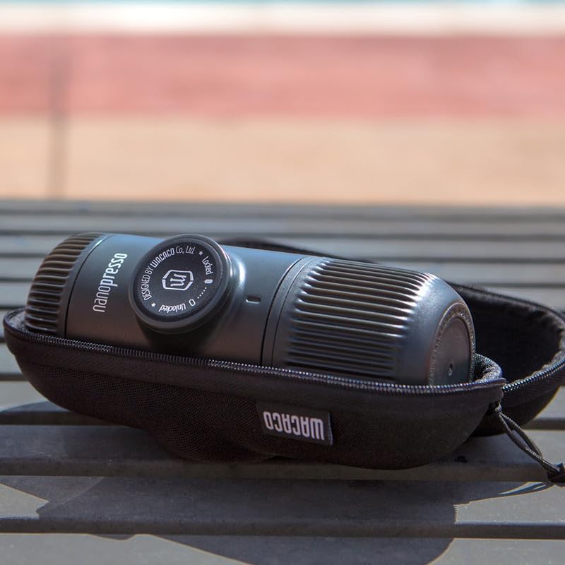 WACACO Nanopresso Portable Espresso Maker Bundled with Protective Case, Mini Travel Coffee Machine, Perfect for Camping, Travel and Office Black