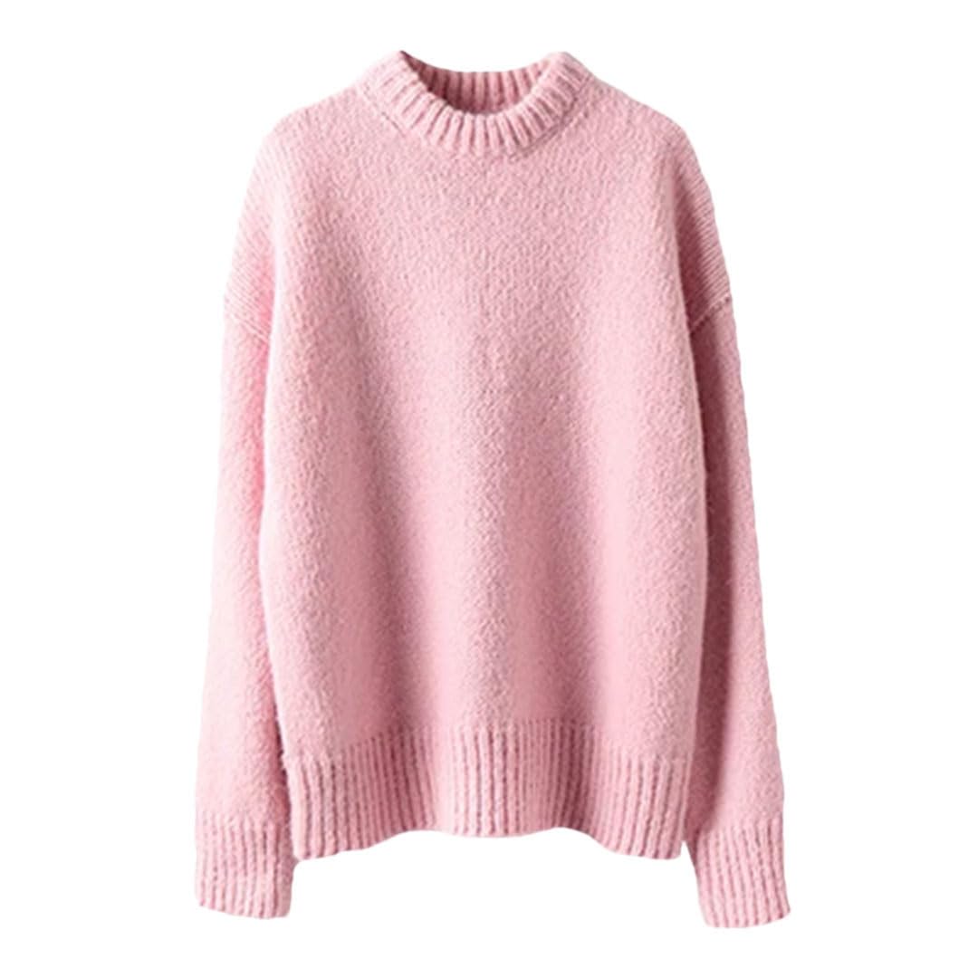 Vogrtcc Maglione Spesso Allentato A Maniche Lunghe con Scollo A O in Lana da Donna Autunno Inverno