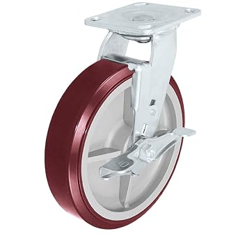 CasterHQ - 8 X 2 Swivel Caster Heavy Duty Polyurethane Wheel W/Brakes 950lbs Each - Set of (4) Tool Box