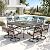 PHI VILLA 9 Pcs Patio Dining Sets,Outdoor Table Chair Set for 8 with Outdoor Swivel Chairs and Metal Frame Steel Square Table,Outdoor Dining Furniture with Cushion and Pillow for Garden Lawn Deck