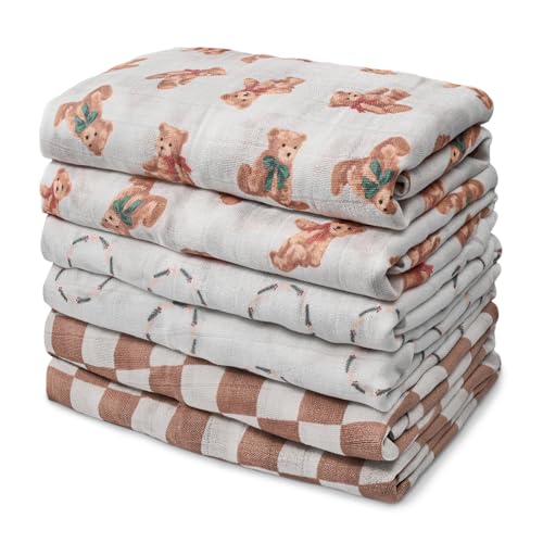 Image of Muslin Receiving Blankets 27x27 Inch, Soft Cotton Baby Blankets, Breathable Multi-Use Muslin Cloths for Feeding, Cleaning, and Travel, Set (Fresh Colors)