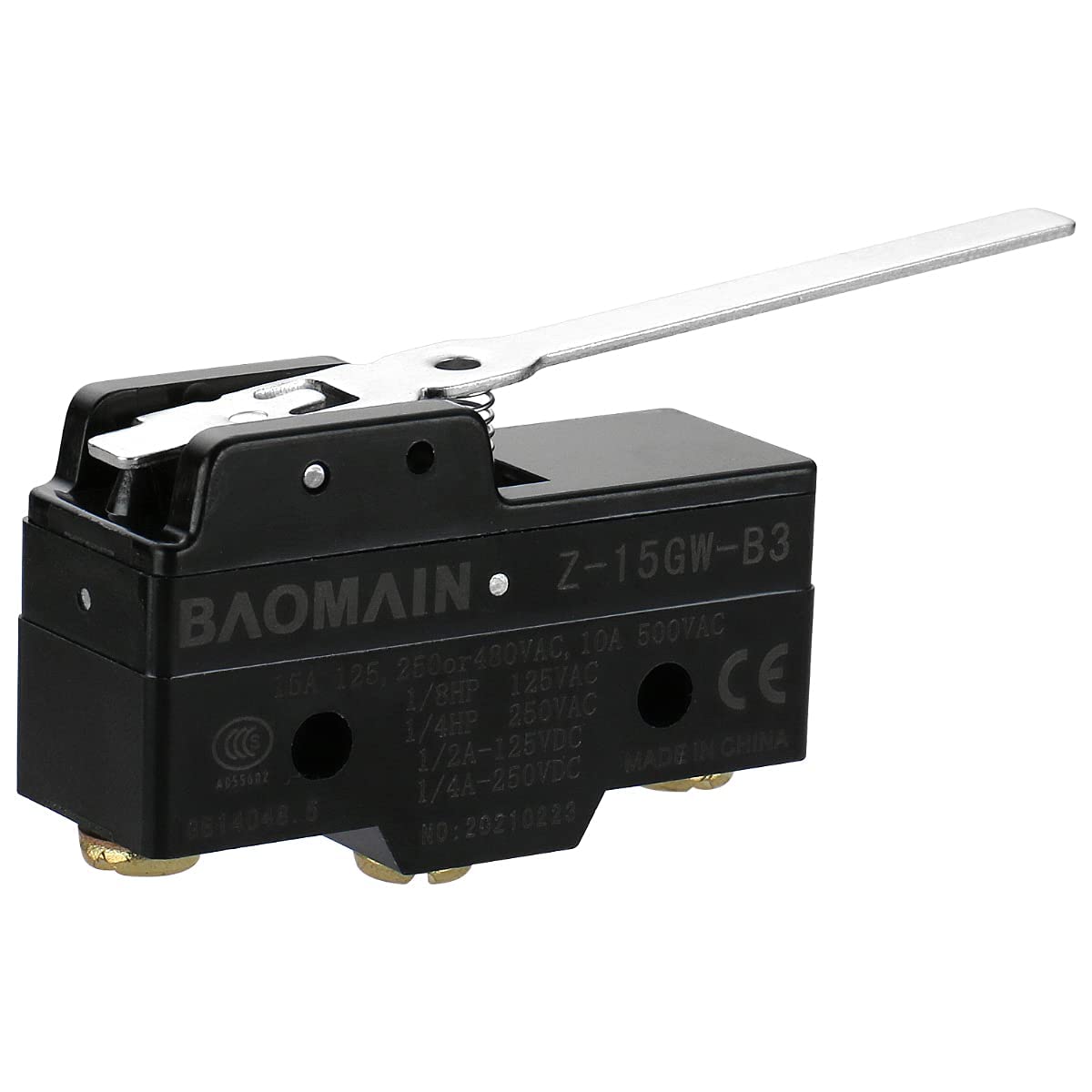 Baomain Z-15Gw-B3 15A Micro Limit Switch Long Lever Arm Spdt Snap
