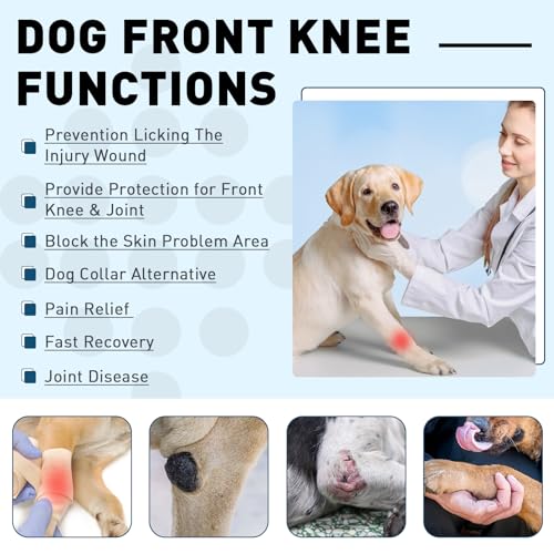 Image of ROZKITCH Dog Surgery Leg Sleeve Front Legs, Pet Anti Licking Wound Elbow Knee Elbow Protector, Dog Recovery Suit Cone Collar Alternative for Joint Care ACL CCL Arthritis Sprain Black S