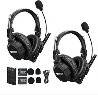 SYNCO Xtalk Xmax2 Wireless Intercom Headset System Dual-Ear for 2 Persons, Team Communication Headset 2.4GHz 1640ft 500m Long Distance Noise Reduction for Stage Performance Movie Shoot (Xmax2/2 PCS)