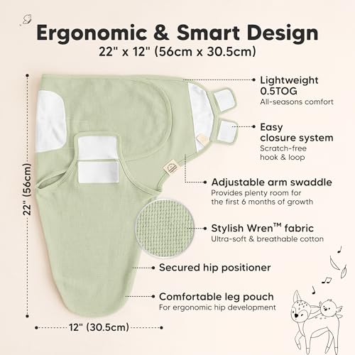 Image of 3-Pack Organic Swaddles for Newborns, Baby Swaddles 0-3 Months (Willow) | Newborn Swaddle Sleep Sacks, Soft Cotton, Infant, Baby Swaddle Wraps, Girls, Boys, Large Hook & Loop Closure