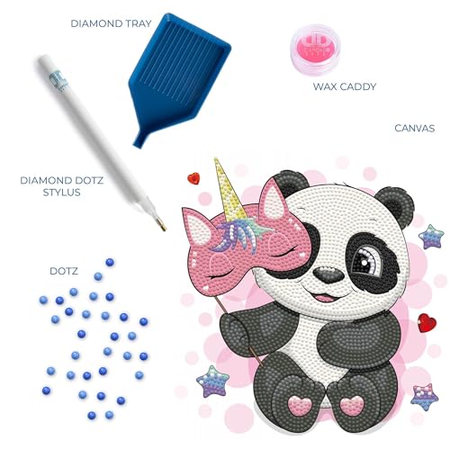 Image of DIAMOND DOTZ Panda Corn Diamond Painting Kit for Adults, Diamond Art Craft