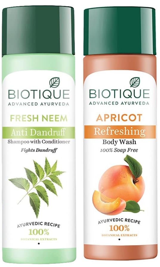 Biotique Apricot Refreshing Body Wash & Fresh Neem Anti Dandruff Shampoo And Conditioner, Pack Of 1-image-47