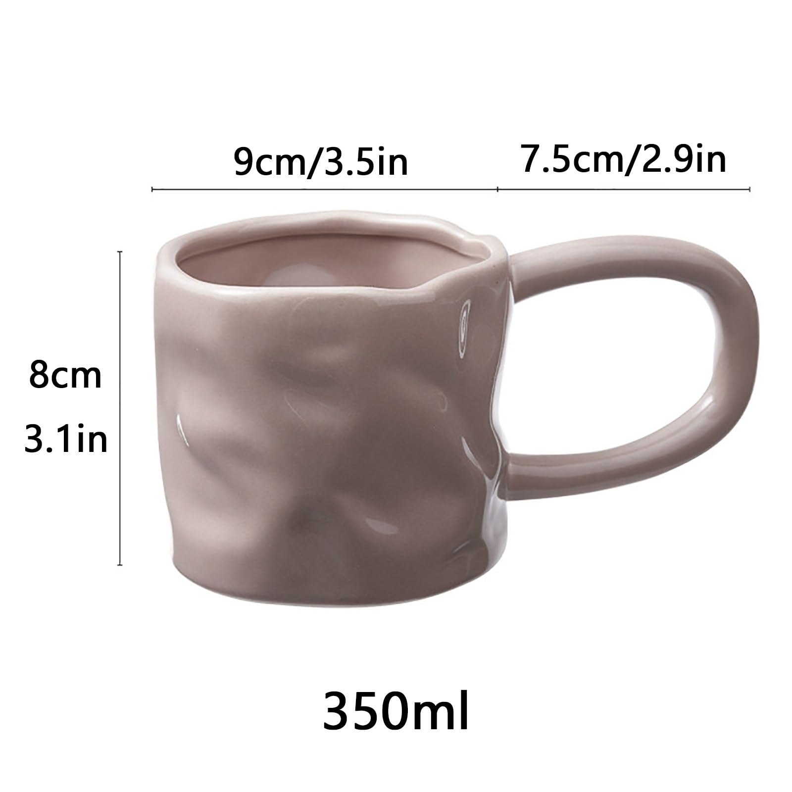 Taza Desayuno Irregular, Taza Ceramica con Asa, Textura Modelada A Mano, Apta para Microondas y Lavavajillas, para Uso en El Hogar u Oficina(Pink)