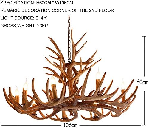 BAMBW Gewei Vintage stijl kroonluchters, hars herten hoorn kroonluchters 9 licht vintage stijl plafondlamp Amerikaanse landelijke boerderij faux gewei kroonluchters photo 2