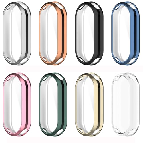 WIIKAI 8 Pack 8 Colors Watch Case Compatible for XiaoMi Mi Band 9/9 NFC TPU Screen Protector Protective Cover Coverage Bumper.