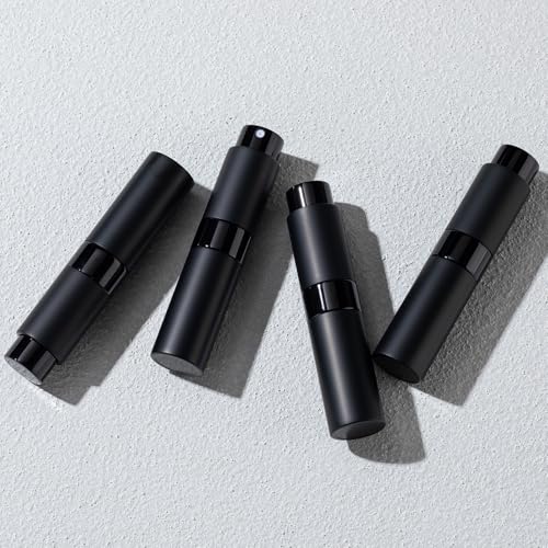 Image of Lulupack Travel Perfume Atomizer Refillable Bottle: Spray Cologne for Travel size - Small Empty Sprayer Fragrance - 8ml (4pcs, Black)