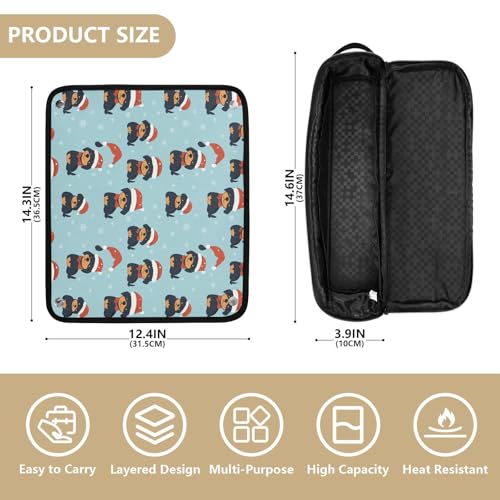 Bolsa organizadora para herramientas de cabello con diseño de perros navideños y tapete resistente al calor miniatura 4