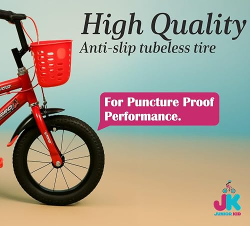 Image of JUNIOR KID 14T PRO Ultra Cycle for Kids | Rigid Bicycle for Kids with Training Wheels |Kid Cycle for 2-5 Years of Children, 8 Inches Red