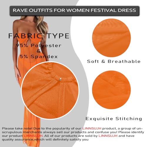 Image of Sexy Sheer Mesh Dresses for Women See Through Maxi Dress Strapless Tube Top Night Party