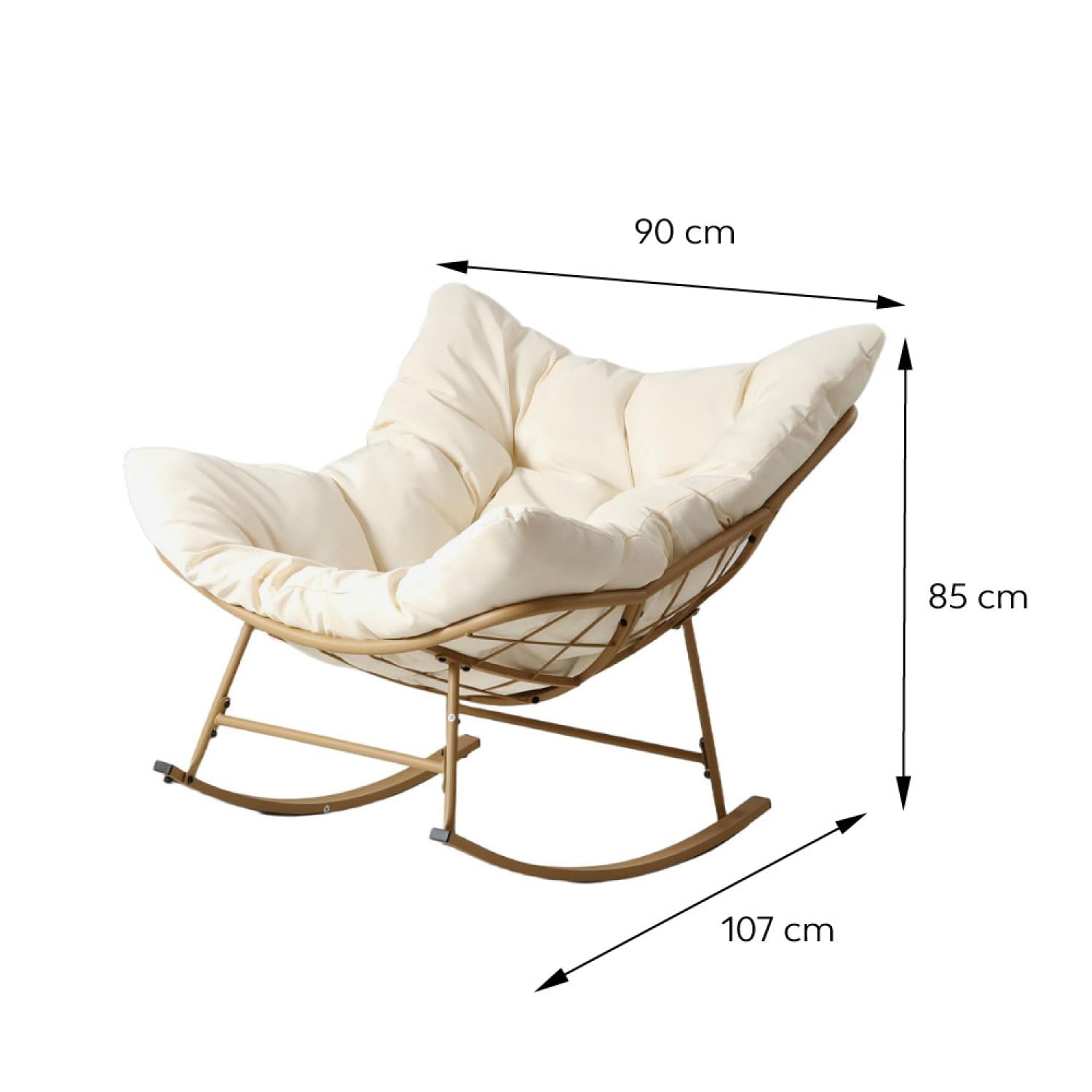 CONCEPT USINE | Fauteuil à Bascule Quito Beige | Intérieur/Extérieur | Confort & Design Contemporain | Assise Confortable & Ergonomique | Relaxation & Bien-être | Qualité & Durabilité