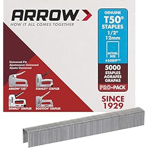 Arrow 508IP Heavy Duty T50 1/2-Inch Staples for Upholstery, Construction, Furniture, Crafts, 5000-Pack