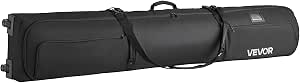 VEVOR Ski Roller Bag with Wheels, Padded Snowboard Bag Waterproof 600D Oxford Fabric, Adjustable Straps, for Air Travel