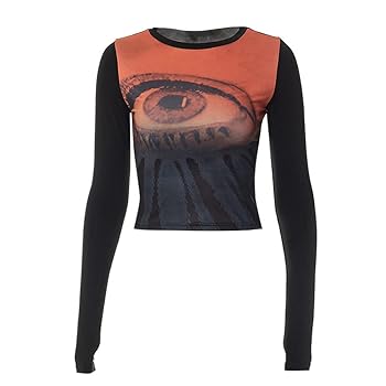 Qhpzcy Long Sleeve Going Out Tops for Women Vintage Eye