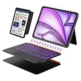 Étui Clavier pour iPad Air 13 Pouces (M4, M3 et M2), Pro 12,9 Pouces 6e 3e Gén, Clavier Bluetooth Magnétique Détachable avec Pavé Tactile, Touches Rétroéclairées Souples, Étui Mince pour iPad (Noir)