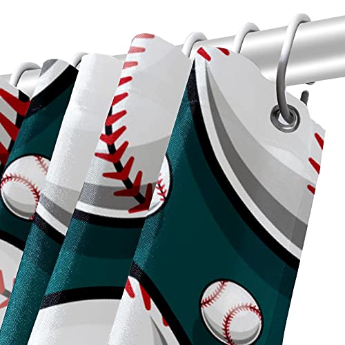 Rideau de douche baseball vert 168x183 cm grand format imperméable imprimé sport - 6