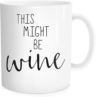 Hasdon-Hill Funny Coffee Mug for Men Women Dad Mom This Might Be Wine Coffee Tea Cups, Cute Wine Lover Mugs Unique Gift for Friends Birthday Christmas 11 oz Bone China White - coolthings.us