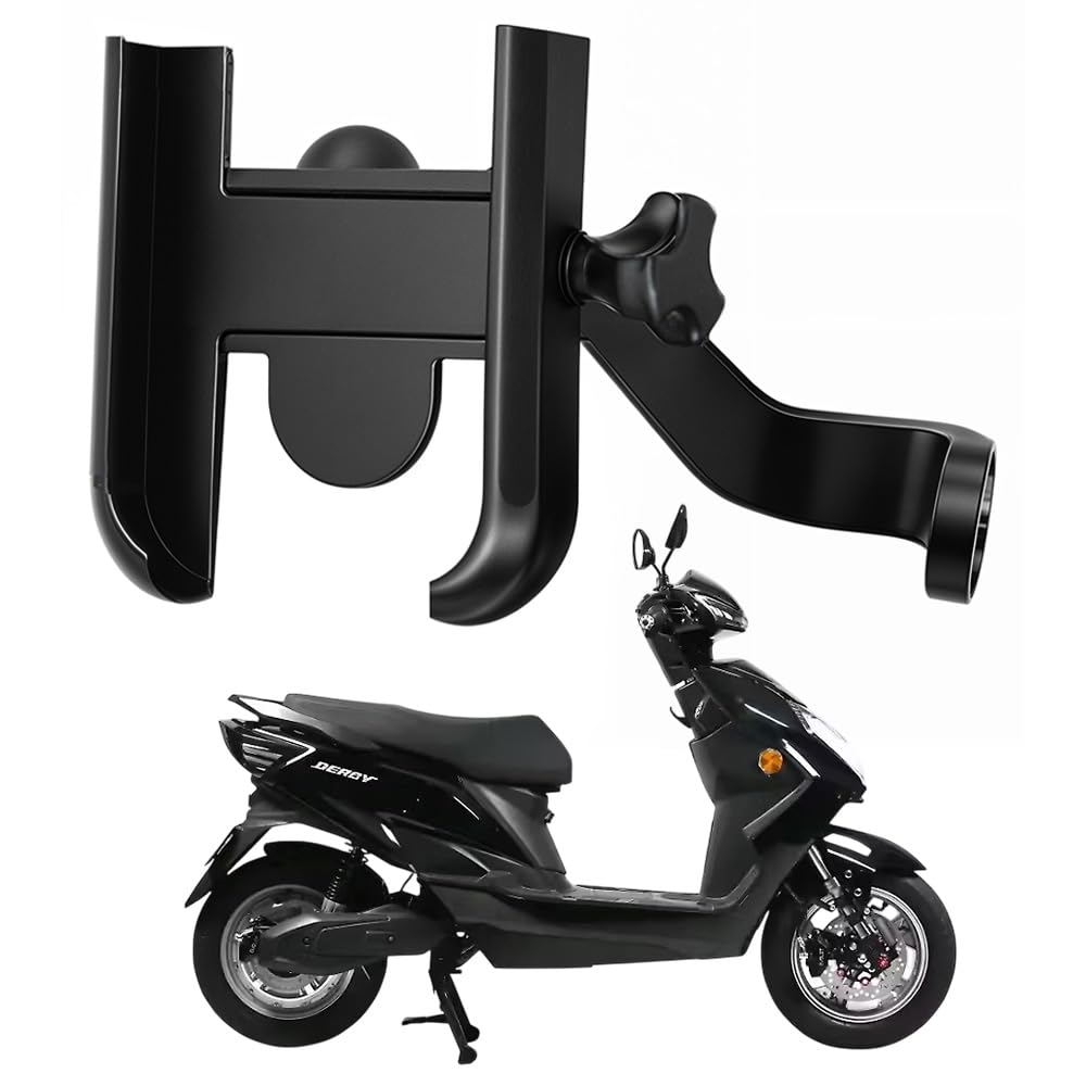WHIPONE Metal CNC Mobile Holder for Scooter, Scooty & Motorcycle Compatible for Evolet Derby, Mirror Mount, 360° Rotation, Strong Anti-Slip Grip, Wide Adjustable Fit for All Smartphones (Black)-picture-29