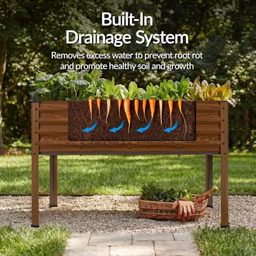 Image of Best Choice Products 48x24x30in Galvanized Raised Garden Bed, Metal Elevated Planter Box, Vegetable Garden for Backyard, Patio, Balcony, 100% Non Toxic Materials - Wood Grain