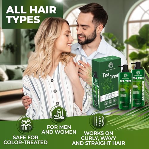 Image of Tea Tree Shampoo and Conditioner Set - Sulfate Free, Anti Dandruff Hair Care for Men and Women - Cleansing Formula for Itchy Scalp and Oil Control - 14 Fl Oz (Set of 2)
