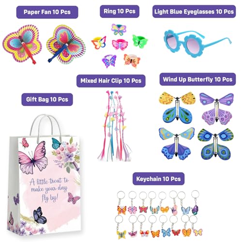 Image of Party Propz Butterfly Return Gift Bag for Birthday - 70 Pcs Gifts Bag with Butterfly Theme Partyfavors, Birthday Return Gifts For Kids, Ring for Girls, Eyeglasses, Keychain