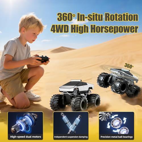 Remote Control Car, 1:18 Amphibious RC Cars, 4WD All Terrain Off-Road Pickup, 2.4GHz Waterproof Cyber Truck, 360° Rotatable Monster Truck Toys for Boys Christmas Birthday Gifts Age 6 7 8 9 10-13+ - Image 4