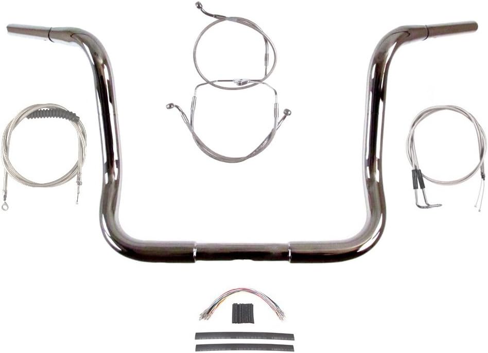 Hill Country Customs 1 1/4" Chrome 14" Ape Hanger Handlebar Kit for 1996-2006 Harley Electra Glide, Ultra Classic, Street Glide models without Cruise Control - BSC-BB14C-ESG06-NC
