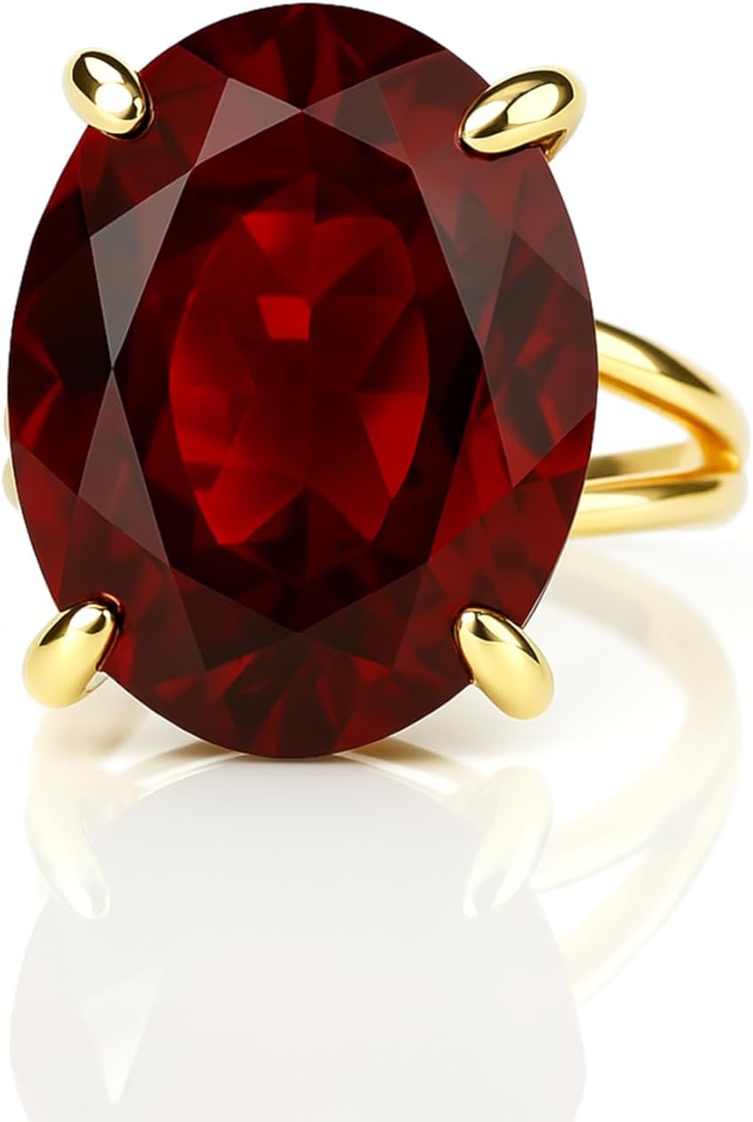 Vibrant Custom Garnet Ring - Handmade Womens Rings Sterling Silver - Large Engagement Ring, Wedding Ring, Birthstone Ring - Oval Rings for Women - Customizable