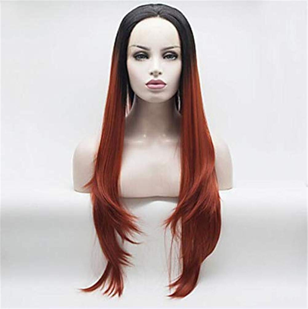 Perruque synthétique résistante à la chaleur cheveux longs raides aspect naturel