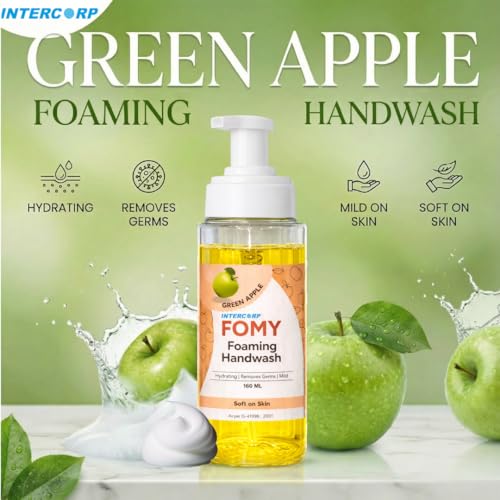 Image of Hydrating Foam Hand Wash 160ml Each (Green Apple - Pack of 3) | Soft & Refreshing Handwash Foam | Gentle on Skin | 99% Germs Protection