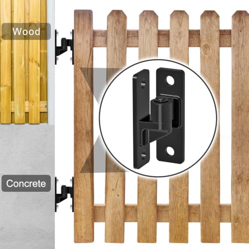 Image of Insaga Heavy Duty Gate Hinges 6MM Thick Carbon Steel, 600LB Load Capacity Black Wall Mount Gate Hinge with 8 Screws, Electrocoated Rustproof Farm Gate Hinges for Wood Metal Fence Gates, 2Pack