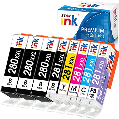 st@r ink Compatible Ink Cartridge Replacement for Canon 280 281 XXL PGI-280XXL/CLI-281XXL for Pixma TS9120 TS8320 TS8220 TS8120 TR8620 TR8620a TR8520 TR7520 TS6220 Printer, 8-Pack