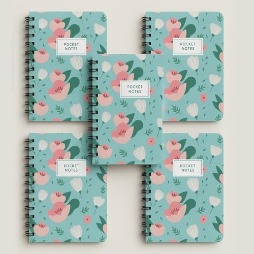 Image of mudrit Pocket Size Notebook, Small Spiral Diary, 120 Plain Pages, 90 GSM ideal for Gratitude List, Daily Goals Planner, To Do List Organiser, Size A6 (Pack of 5 - Blue)
