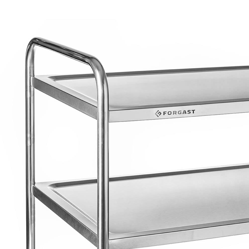 Carrello di Servizio Con Ruote in Acciaio Inox, 3 Ripiani, Dimensioni 86x54x94 cm, Carrello Portavivande, Carrello Pieghevole da Cucina, Per Ristorante, Hotel, Scuola