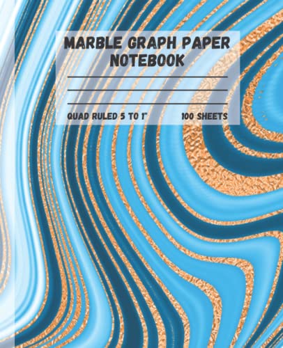 Marble graph paper composition notebook with a ravishing soft cover, 5*5 graph ruled, quad ruled 5 squares per inch, 100 sheets/200 pages, size ... study set, notebook for math and science.