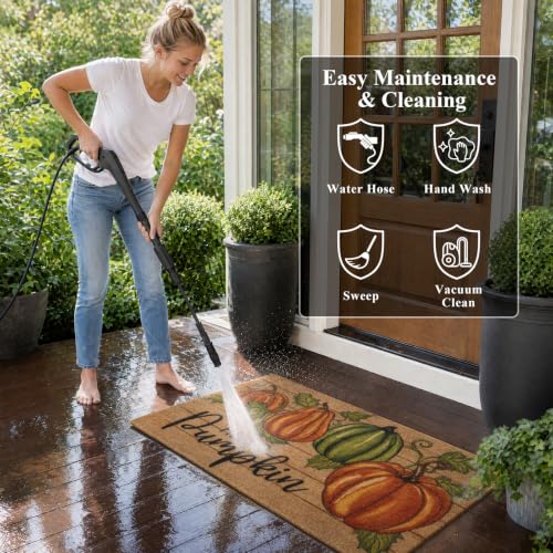 U'Artlines Fall Hello Pumpkin Low Pile Front Door Mat 17"x30" - image 3