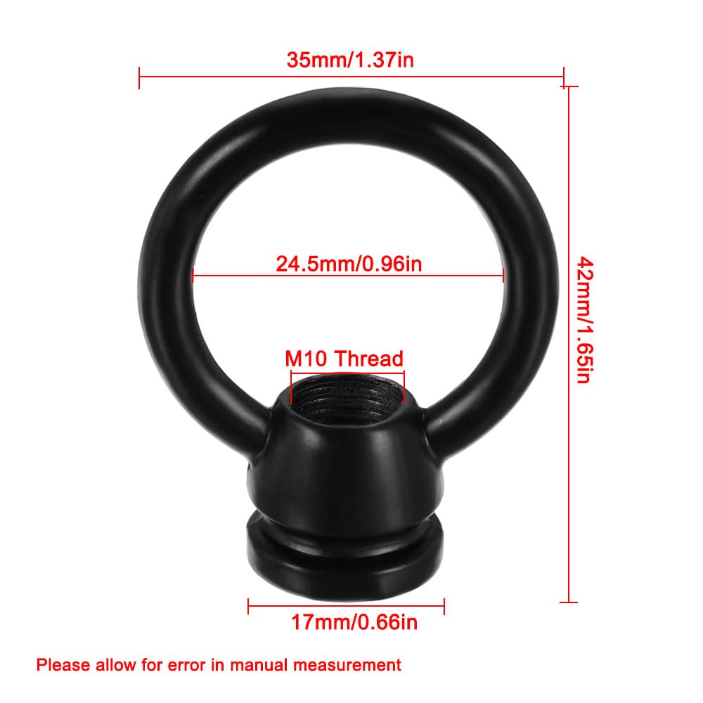 2 Pack Ring Shape Eye Nuts M10 Female Thread Lifting Eye Bolt Fastener Loop Lamp Nuts for Home Garden Hanging Lamps Chandelier (Black)