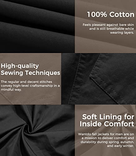 Wantdo Men's Military Cotton Casual Stand Collar Windbreaker Jacket Large Black #TOP4