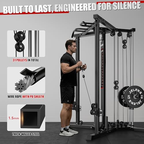 Image of CC01 Cable Crossover Machine with High and Low Pulley System, Functional Trainer with Pull Up Bars and Optional Bundle, Cable Machine for Home Gym Power Workout