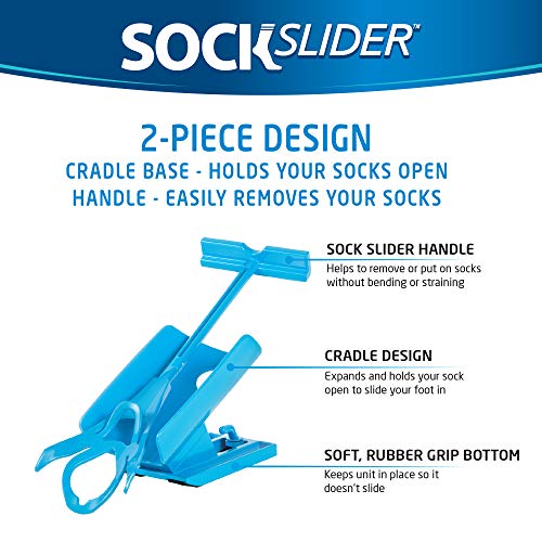 Allstar Innovations - Sock Slider - The Easy on, Easy Off Sock Aid Kit & Shoe Horn | Pain Free No Bending, Stretching or Straining System That Packs up for Convenient Travel, As Seen on TV, Blue - Thumbnail 2