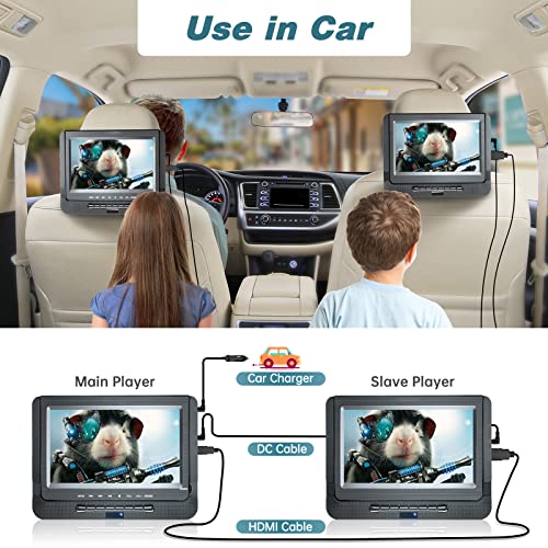 10” Dual Screen Portable Dvd Player For Car, Rechargeable Portable Dvd Player For Car 2 Screens Support Usb/Tf Card, Dual Screen Dvd Player For Car With Last Memory, Hd Transmission #TOP1